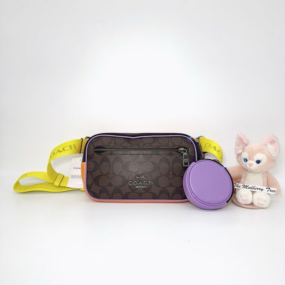 Coach CL433 Elias Belt Bag In Colorblock Signature Canvas 3 In 1 Coin Pouch NWT - Picture 1 of 10